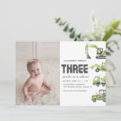 Bouwvrachtwagen Voertuigen Jongens 3e Verjaardag Kaart (Staand voorkant)