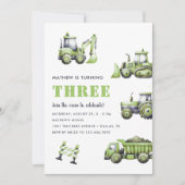 Bouwvrachtwagen Voertuigen Jongens 3e Verjaardag Kaart (Voorkant)