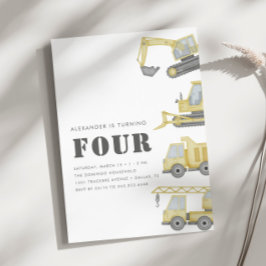 Bouwvrachtwagen Voertuigen Jongens 4e Verjaardag Kaart