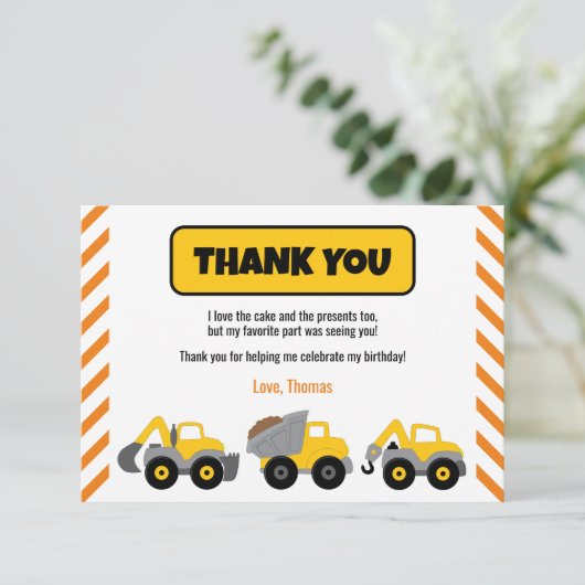 Bouwvrachtwagenpartij Bedankkaart (Staand voorkant)