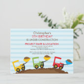 Bouwvrachtwagens Birthday Party for boys Kaart (Staand voorkant)