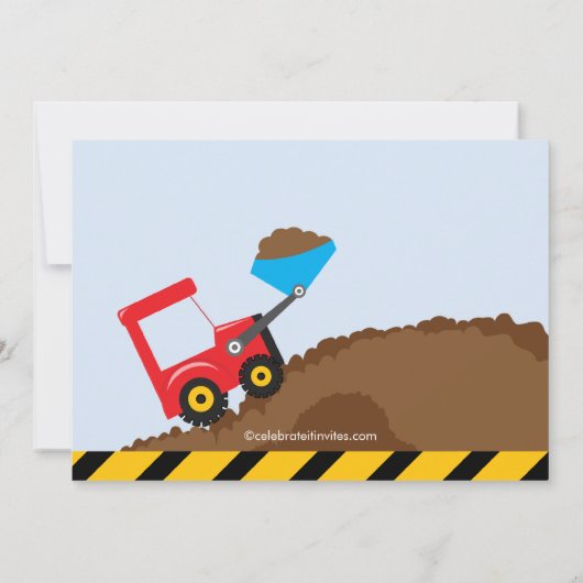 Bouwvrachtwagens Birthday Party for boys Kaart (Achterkant)