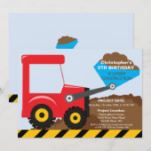 Bouwvrachtwagens Birthday Party for boys Kaart (Voorkant / Achterkant)