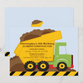 Bouwvrachtwagens Birthday Party for boys Kaart (Voorkant / Achterkant)