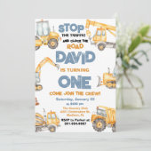 Bouwvrachtwagens Eerste Verjaardagsfeest Kaart (Staand voorkant)