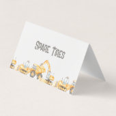 Bouwvrachtwagens Gevouwen Voedsel Etiket Kaart Visitekaartje (Achterkant)