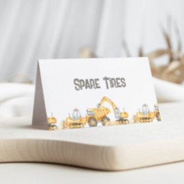 Bouwvrachtwagens Gevouwen Voedsel Etiket Kaart Visitekaartje