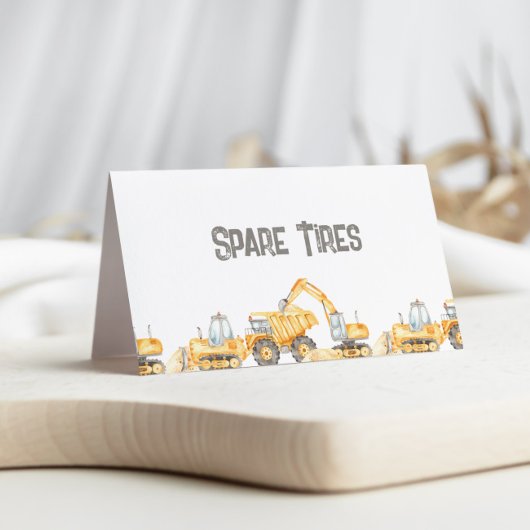 Bouwvrachtwagens Gevouwen Voedsel Etiket Kaart Visitekaartje