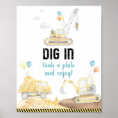 Bouwvrachtwagens Graaf in Verjaardag Voedsel Teken Poster (Voorkant)