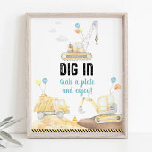 Bouwvrachtwagens Graaf in Verjaardag Voedsel Teken Poster