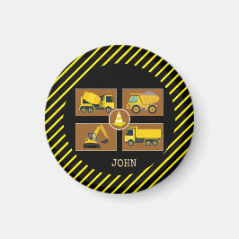 Bouwvrachtwagens | Kids Verjaardagsfeestdecor Magneet