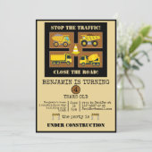 Bouwvrachtwagens | Kind Verjaardagsfeestdecor Kaart (Staand voorkant)