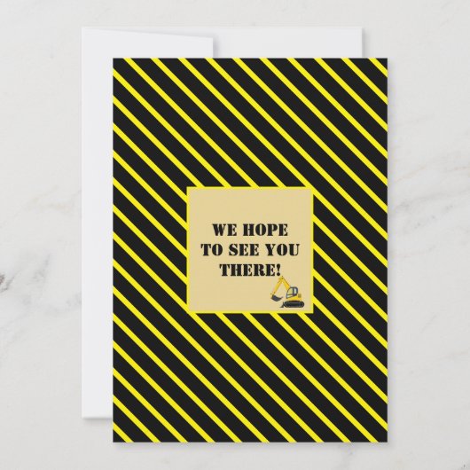 Bouwvrachtwagens | Kind Verjaardagsfeestdecor Kaart (Achterkant)