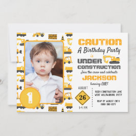 Bouwvrachtwagens Patroon Verjaardagsfoto Kaart