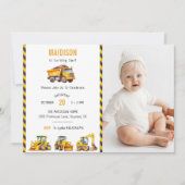 Bouwvrachtwagens Thema Verjaardagsfeestfoto Kaart (Voorkant)