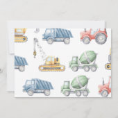 Bouwvrachtwagens Thema Verjaardagsfeestfoto Kaart (Achterkant)