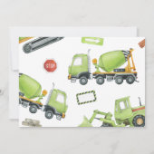 Bouwvrachtwagens Thema Verjaardagsfeestfoto Kaart (Achterkant)