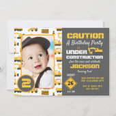 Bouwvrachtwagens Verjaardag Foto uitnodiging (Voorkant)