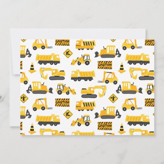 Bouwvrachtwagens Verjaardag Foto uitnodiging (Achterkant)