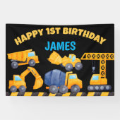 Bouwvrachtwagens, verjaardagsbanner spandoek (Horizontaal)