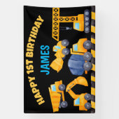 Bouwvrachtwagens, verjaardagsbanner spandoek (Verticaal)