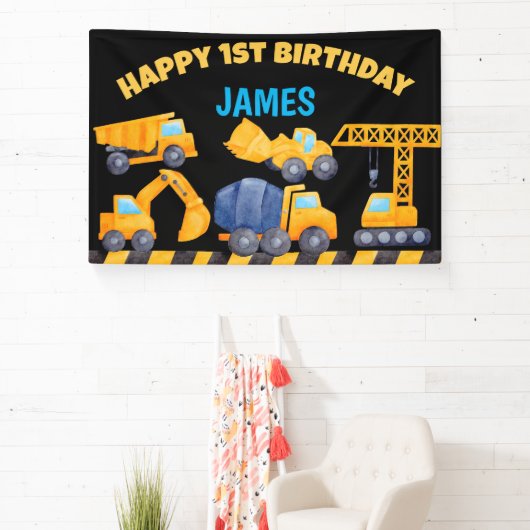 Bouwvrachtwagens, verjaardagsbanner spandoek (Insitu)