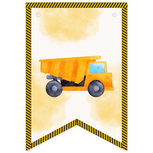 Bouwvrachtwagens Verjaardagsbanner Vlaggetjes (Eerste vlag)