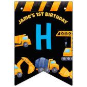 Bouwvrachtwagens, verjaardagsbanner vlaggetjes (Tweede vlag)