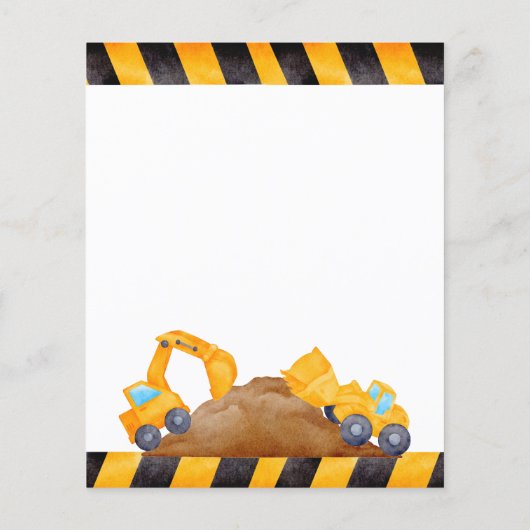 Bouwvrachtwagens - verjaardagsdagsdagsuitnodiging (Achterkant)