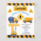 Bouwvrachtwagens - verjaardagsdagsdagsuitnodiging (Voorkant)