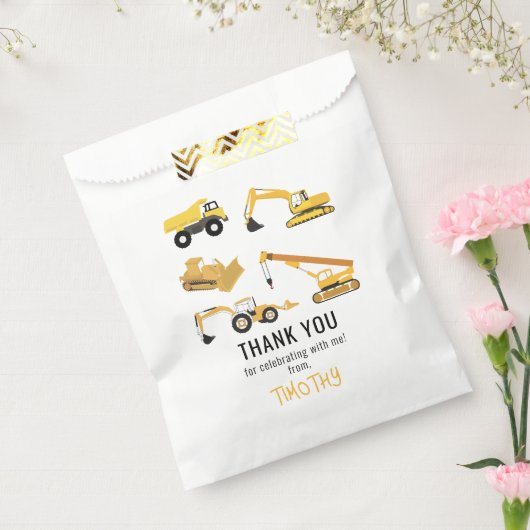 Bouwvrachtwagens Verjaardagsfeestje Dank u Bedankzakje (Gezegeld)