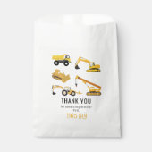 Bouwvrachtwagens Verjaardagsfeestje Dank u Bedankzakje (Voorkant)