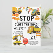 Bouwvrachtwagens | Verjaardagsfeestje voor kindere Kaart (Staand voorkant)