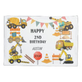 Bouwvrachtwagens | Verjaardagsfeestje voor kindere Kussensloop (Achterkant)