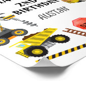 Bouwvrachtwagens | Verjaardagsfeestje voor kindere Poster (Hoek)