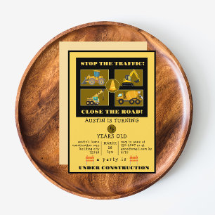 Bouwvrachtwagens   Verjaardagsfeestje voor kindere Save The Date