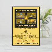 Bouwvrachtwagens | Verjaardagsfeestje voor kindere Save The Date (Staand voorkant)