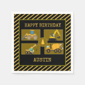 Bouwvrachtwagens | Verjaardagsfeestje voor kindere Servet (Voorkant)