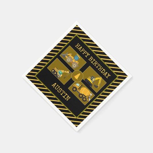 Bouwvrachtwagens | Verjaardagsfeestje voor kindere Servet (Hoek)