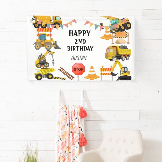 Bouwvrachtwagens | Verjaardagsfeestje voor kindere Spandoek (Insitu)