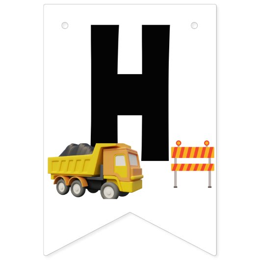 Bouwvrachtwagens | Verjaardagsfeestje voor kindere Vlaggetjes (Tweede vlag)