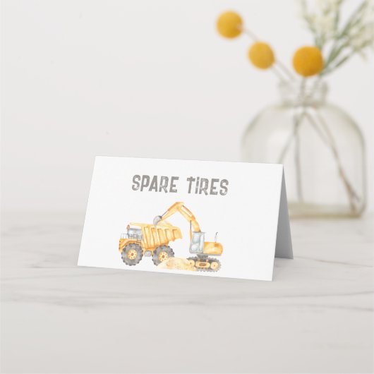 Bouwvrachtwagens Voedseletiketten Plaatskaartje (Achterkant)