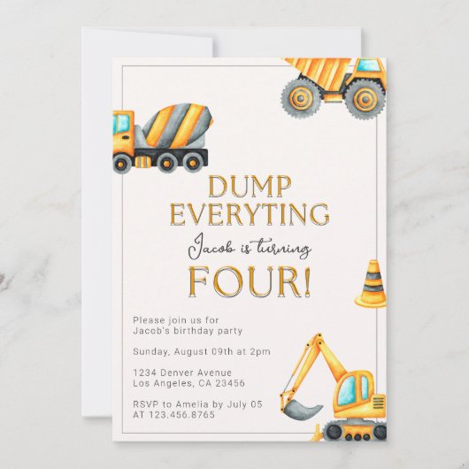 Bouwvuil Alles 4e verjaardag Kaart (Voorkant)