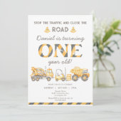 Bouwvuilniswagen 1e jongens eerste verjaardag kaart (Staand voorkant)