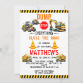 Bouwvuilniswagen 1e verjaardagsfeest kaart (Voorkant)