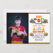 Bouwvuilniswagen 1e verjaardagsfeest kaart (Voorkant)