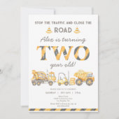 Bouwvuilniswagen 2e Jongens Eerste Verjaardag Kaart (Voorkant)