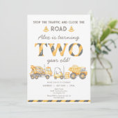 Bouwvuilniswagen 2e Jongens Eerste Verjaardag Kaart (Staand voorkant)