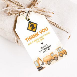 Bouwvuilniswagen 2e verjaardag gunst Tags Cadeaulabel