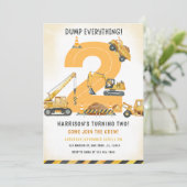 Bouwvuilniswagen 2e verjaardag kaart (Staand voorkant)